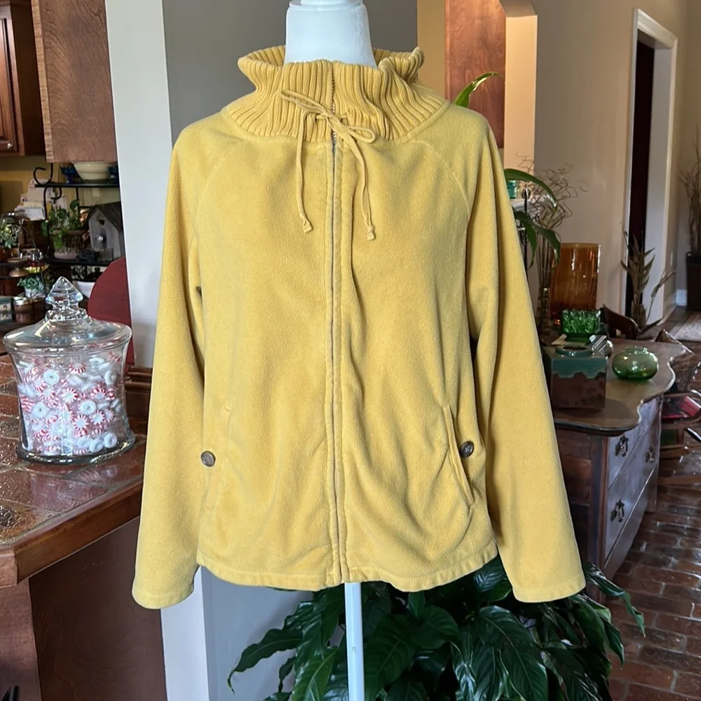 Lands' End Ribbed cowl neck fleece Jacket szL - Picture 2 of 11